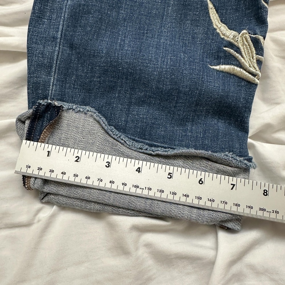 NYDJ Jeans Womens 18 Blue Marilyn Ankle Lift Tuck Floral Embroidered Denim Pants - Picture 9 of 10